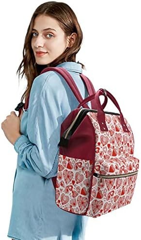 Kırmızı kalp su geçirmez anne sırt çantası büyük kapasiteli bebek bezi çantası çok fonksiyonlu seyahat çantası