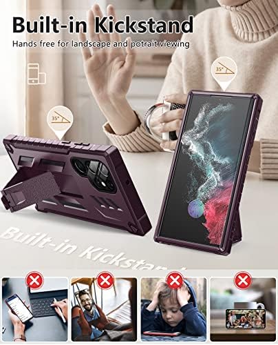 Samsung Galaxy S22 Ultra Kılıf için FNTCASE: Dahili Ekran Koruyucu ve Kickstand ve Kemer Klipsi Kılıfı, Ekstra Ön