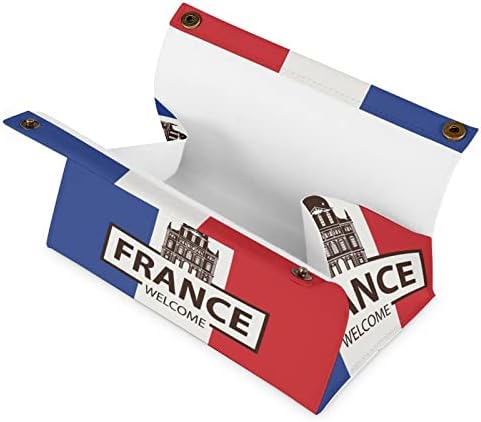 Fransa Karşılama Bayrağı Doku Kutusu Kapağı PU Deri Doku kutu tutucu Dikdörtgen kutu mendil Kılıfı Kağıt Organizatör