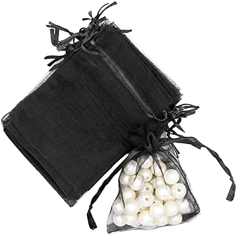 Staruby 100 Adet Şeffaf organze çantalar 3x4 İnç İpli Takı Örgü Torbalar hediye keseleri Düğün Parti Yılbaşı Hediyeleri