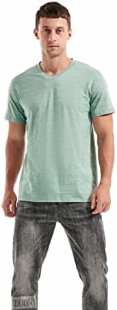 KLIEGOU erkek V Boyun T Shirt-Casual Şık Gömme Esneklik Tees Erkekler için