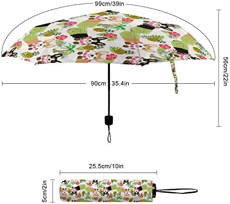 Komik Hawaii Corgi Köpek 3 Kat Seyahat Şemsiye Anti-Uv Rüzgar Geçirmez Şemsiye Moda Otomatik Açık Şemsiye