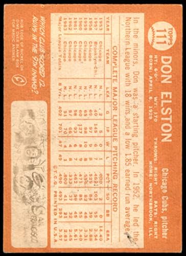 1964 Topps 111 Don Elston Chicago Cubs (Beyzbol Kartı) İYİ Yavrular