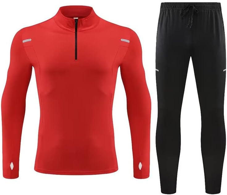 FORMD Yarım zip Stand-up Yaka Kazak Takım Elbise Sonbahar ve Kış Yeni İş Eğitim Kıyafetleri Spor Ceket, kırmızı-XL