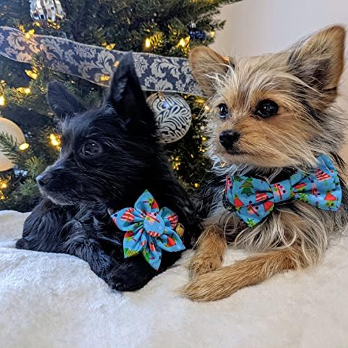 Huxley & Kent Pet Fırıldak | X-Mas Ağacı (Küçük)/Köpekler / Kediler için Noel Tatili Velcro Yaka Aksesuarı / Fiyonk