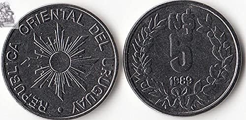 Amerikan Uruguay 5 Yeni Peso Sikke 1989 Baskı Yabancı Paralar Koleksiyonu