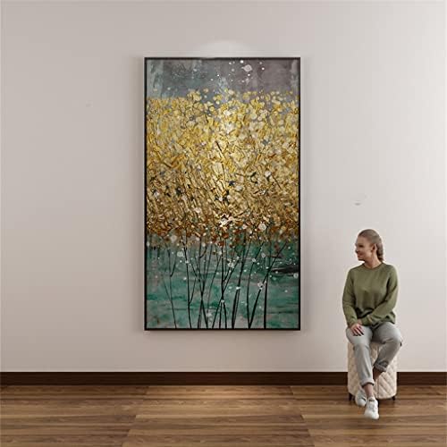 IULJH El Yapımı Soyut Altın Yaprak Ağacı Yağlıboya Tuval Üzerine Boyama tuval üzerine yağlıboya Ev Dekor için (Renk: