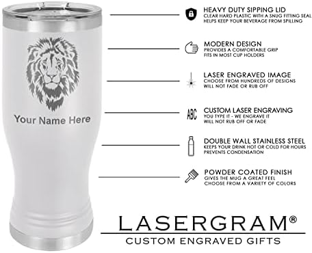 LaserGram 20 oz Vakum Yalıtımlı Pilsner Kupa, PT Fizyoterapist, Kişiselleştirilmiş Gravür Dahil (Beyaz)