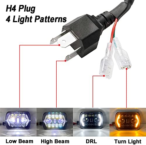 DHung Çift 5X7 7X6 inç LED farlar Yüksek Düşük İşın DRL Dönüş Işığı H5054 H6054LL 6052 6053 ile Uyumlu Jeep YJ Cherokee
