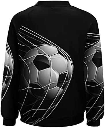 Futbol topu siyah kadın uzun kollu tişörtü Crewneck kazak kazak desen Raglan Tees