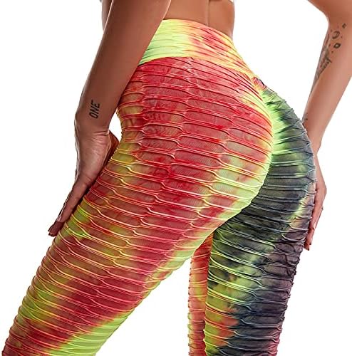 Sınzelımın kadın Yoga Pantolon Kravat boya Baskı 3/4 Legging Yüksek Bel Karın Kontrol Nefes kalça kaldırma Kabarcık
