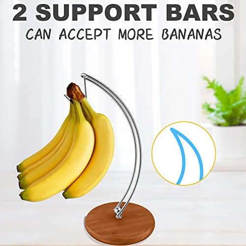 Signice Banana Holder Stand-Ahşap Tabanlı En Yeni Patentli Modern Muz Ağacı Askısı Ev Mutfak Kullanımı için Paslanmaz