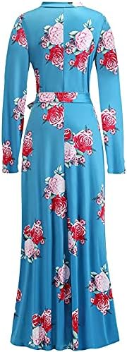NOKMOPO Uzun Kollu Kokteyl Elbise Kadınlar için Moda Bayan Baskı Yüksek Yaka Uzun Kollu Büyük Etek Etek rahat elbise
