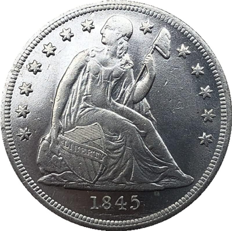 1845 Amerikan Paraları Pirinç Gümüş Kaplama Paraları Antika El Sanatları Dış Hatıra Paraları