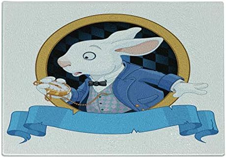 Ambesonne Alice Harikalar Diyarında Kesme Tahtası, Tavşan Cep Saati Tasarımı İnanılmaz Alice Fantezi Dünyası, Dekoratif
