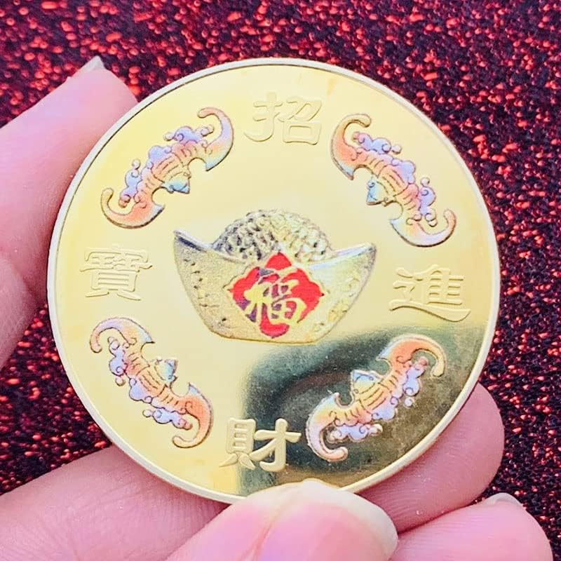 Kaplan yılı Fushou Kangning Altın Kaplama Madalyon Tek Elle Oyun Hediye Altın Sikke hatıra parası