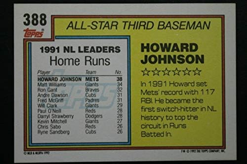 HOJO Howard Johnson New York Mets İmzalı İmzalı 1992 Topps 388 All-Star
