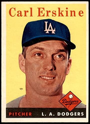1958 Topps 258 Carl Erskine Los Angeles Dodgers (Beyzbol Kartı) ESKİ / MT Dodgers