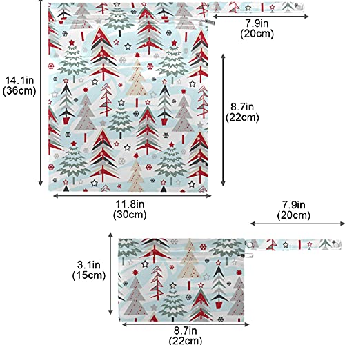 vısesunny Karikatür Kış Orman Noel Ağacı 2 adet fermuarlı cepli ıslak çanta Yıkanabilir Kullanımlık Seyahat için