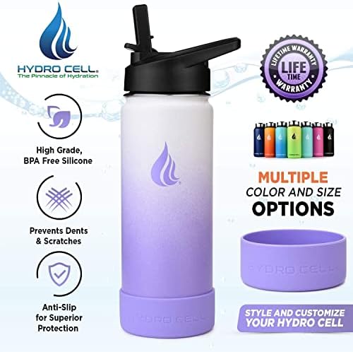 Hasır ve Geniş Ağızlı Kapaklı HİDRO Hücreli Paslanmaz Çelik Su Şişesi (Lavanta Koruyucu Silikon Tabanlı Botlu Lavanta/Beyaz