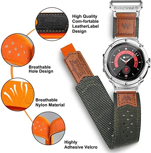 Bantlı MioHHR Metal Kasa Galaxy Watch 5 Pro Band ile Uyumlu, Erkekler Sağlam Örgülü Naylon Velcro Kayış ve Samsung