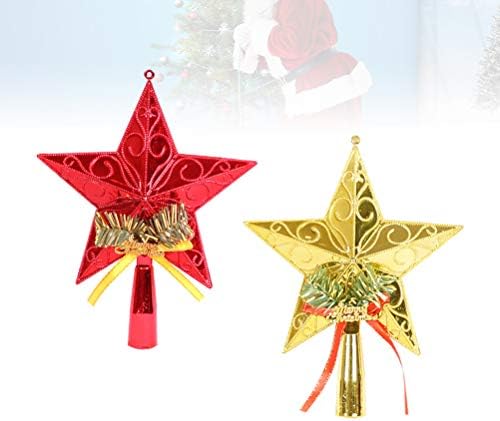PRETYZOOM 2 pcs Noel Ağacı Topper Yıldız Pentagram Treetop Dekor Noel Ağacı Plastik Süs Parti Malzemeleri (Altın