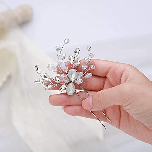 Catery Gelin Düğün saç tokası Kristal Opal Saç Seti Takı Headpieces Gelin Dekoratif saç aksesuarları Kadınlar ve