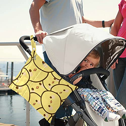 visesunny Civciv Yüzü Fermuarlı Cepli 2 Adet ıslak çanta Yıkanabilir Kullanımlık Seyahat için geniş Bebek Bezi Çantası,