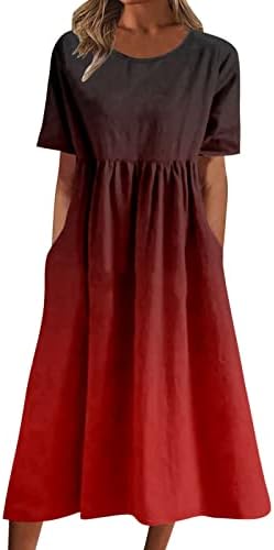 MIASHUI Rahat Diz Boyu Elbiseler Kadınlar için Kadınlar Rahat Boho Elbise Kısa Kollu O Boyun T Gömlek Elbise Kadınlar