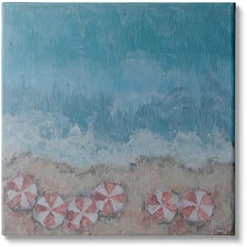Stupell Endüstrileri Soyut Okyanus Kıyısı Boyama Plaj Şemsiyesi Sahil Tuval Duvar Sanatı, 17x17, Mavi
