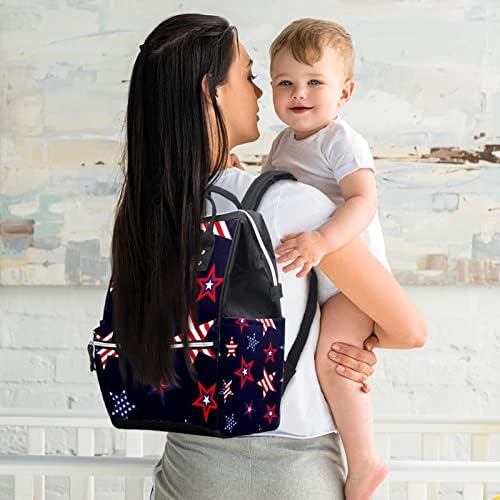Amerikan Bayrağı Yıldız Desen bebek bezi çantası Sırt Çantası Bebek Bezi Değiştirme Çantaları Çok Fonksiyonlu Büyük