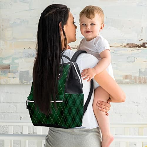Tartan Ekose Yeşil Lacivert Çapraz Desen bebek bezi çantası Sırt Çantası Bebek Bezi Değiştirme Çantaları Çok Fonksiyonlu