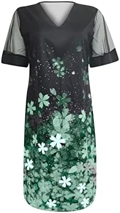 NOKMOPO Artı Boyutu Maxi Elbise Kadınlar için Yaz Rahat Gevşek Katı V Yaka Kısa Kollu Mini Elbise