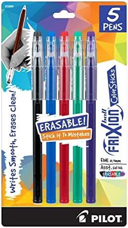 PİLOT FriXion ColorSticks Silinebilir Jel Mürekkep Sopa Kalemler, İnce Nokta 0.7 mm, Çeşitli Renk Mürekkepleri, 5-Kalemler