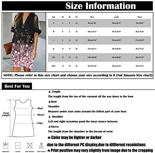 NOKMOPO Artı Boyutu Maxi Elbise Kadınlar için Yaz Rahat Gevşek Katı V Yaka Kısa Kollu Mini Elbise