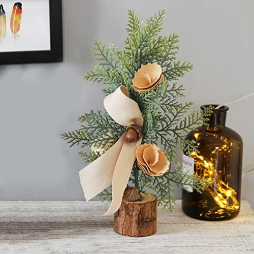 31CM Yapay Masa Üstü Noel çam Ağacı Minyatür Noel Ağacı Ahşap Taban ile Noel Hediyesi için Süsler Masa Dekorasyon
