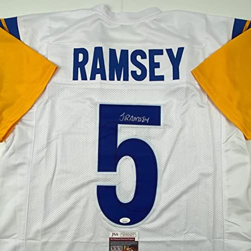 İmzalı / İmzalı Jalen Ramsey Los Angeles LA Beyaz Futbol Forması JSA COA