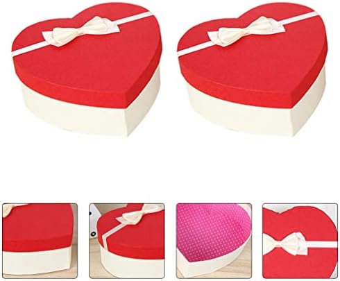 Cabilock 2 Adet Kalp Şeklinde Hediye Kutusu Sevgililer Günü Kağıt Şeker kapaklı kutu Şerit hediye paketi Malzemeleri