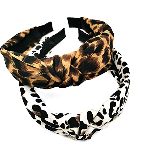 Styla Saç 2pk Leopar Kafa Bandı Büküm Düğüm Yay Moda Kafa Bantları Kadın Kızlar Çita Düğümlü Kafa Bantları Aksesuar