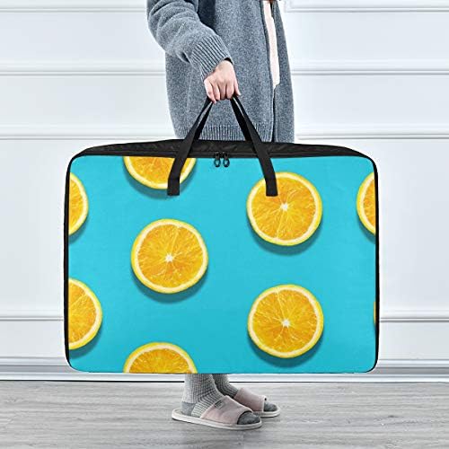 N / A Yatak Altı Büyük Kapasiteli saklama çantası-Limon Portakal Yorgan Giyim Organizatör Dekorasyon Yıkanabilir