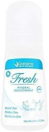 MC GRAHAMS Fresh Mineral Deodorant 65ML-Aloe Vera Bazlı Pürüzsüz roll-on deodorantlar, Beyaz Kalıntı / Leke Bırakmadan