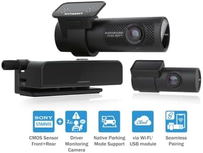 BlackVue DR750X-3CH DMS Plus (256 GB) | Çift FHD + HD Üç Kanallı Sürücü İzleme Bulut Dashcam
