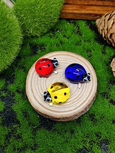 WitnyStore 1 Uzun Turuncu Üflemeli Cam Uğur Böceği Heykelcik-Tiny Minyatür Kristal Böceği Parlak Renkli Lady Bug