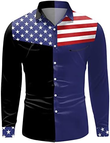 XXBR erkek Casual Gömlek, düğme Aşağı Amerikan Bayrağı Çizgili Uzun Kollu Resmi Klasik Sokak Moda Gömlek İş için