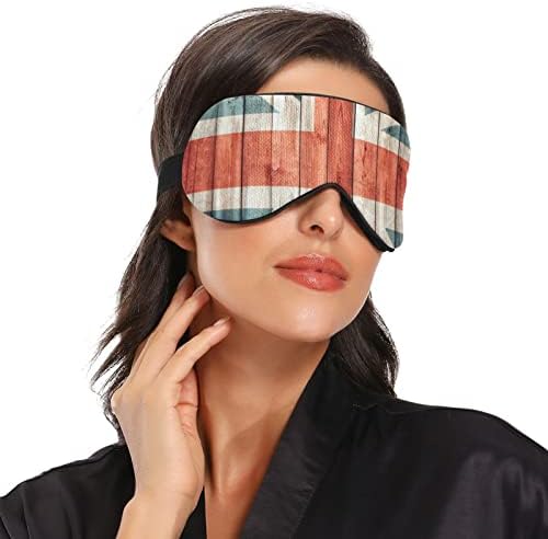 Unisex Uyku Göz Maskesi İngiltere Bayrağı Eski Ahşap Gece Uyku Maskesi Rahat Göz Uyku Gölge Kapak