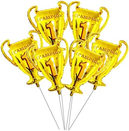 Fınypa 6 adet Altın Şampiyonu Folyo Balonlar Şampiyonası Mylar Trophy Balon Birincilik Ödülü Spor Balonlar Basketbol