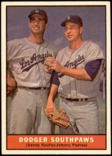 1961 Topps 207 Dodger Solak Sandy Koufax / Johnny Podres Los Angeles Dodgers (Beyzbol Kartı) ESKİ + Dodgers
