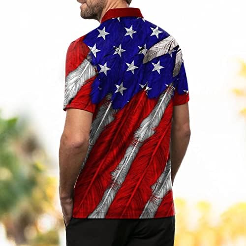XXBR Erkek Vatansever polo gömlekler, Retro ABD Bayrağı Etnik Hint Tees Tops Yaz Kısa Kollu Egzersiz Rahat Golf Gömlek