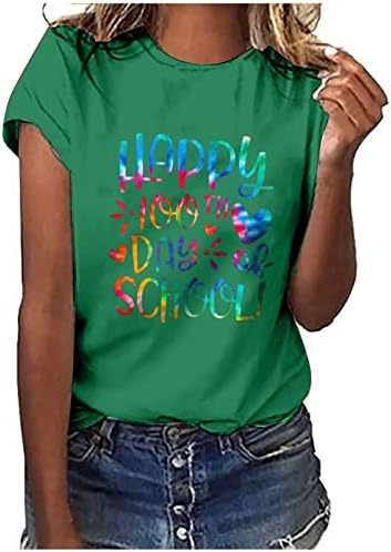 Bayan Yaz Üstleri, Kravat Boya Mutlu 100th Günü Okul Öğretmen Öğrenci 100 Gün T-Shirt Bayan Üstleri Moda Genç