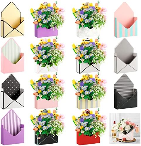 30 Adet Çiçekçi Buket Zarf Kutuları Çeşitli 15 Stilleri Çiçek Buketi Ambalaj Hediye Kağıt Kutuları Düzenlemeler için